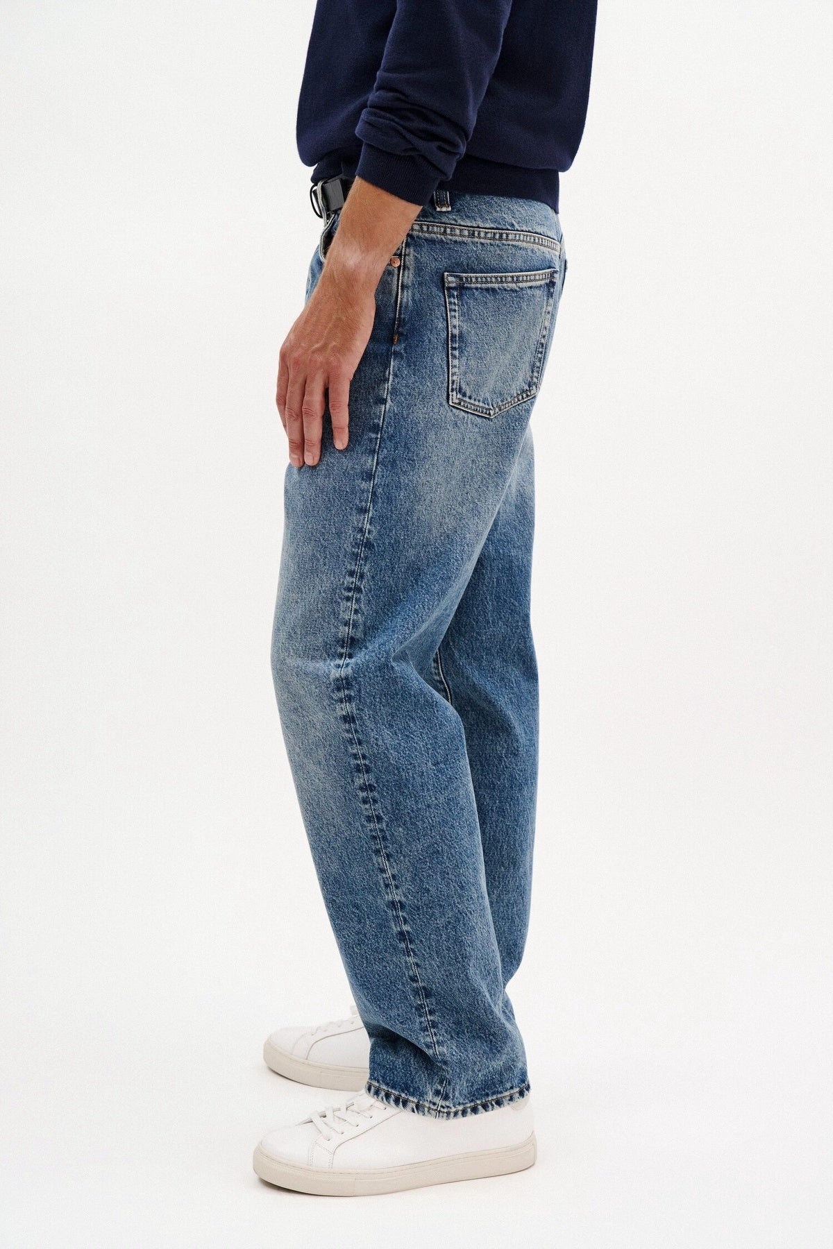 Baggy 5 Pocket Jeans Washed Mid Blue