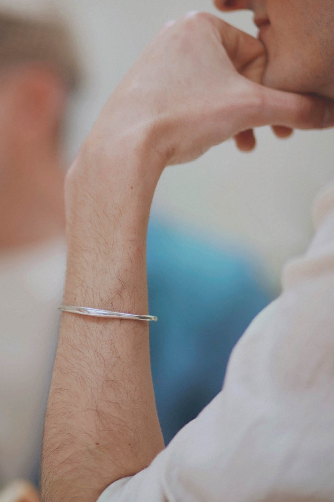 Irregular Silver Bracelet Man