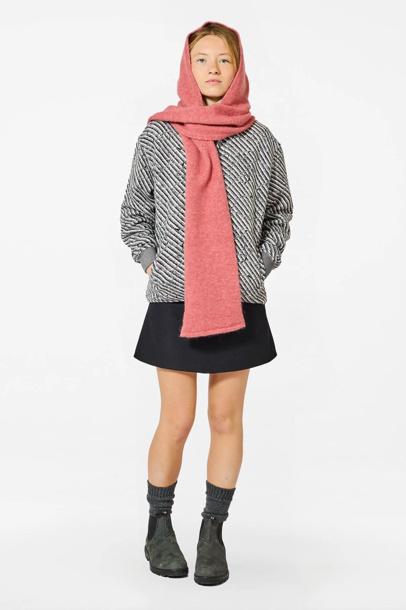 Baby Hood & Scarf Pink