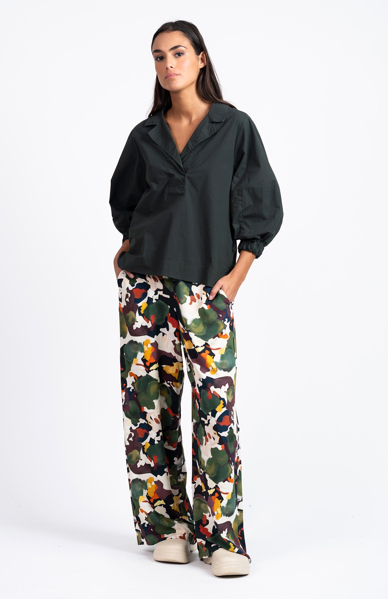 Elke Poplin Shirt Dark Green