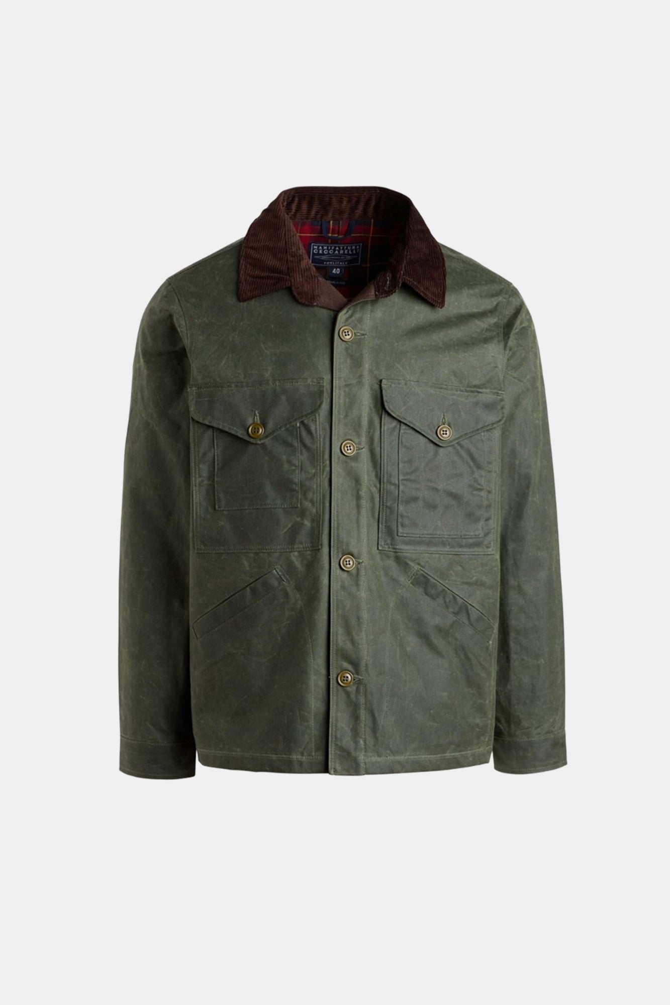 Waxed Cotton Work Jacket Dark Green
