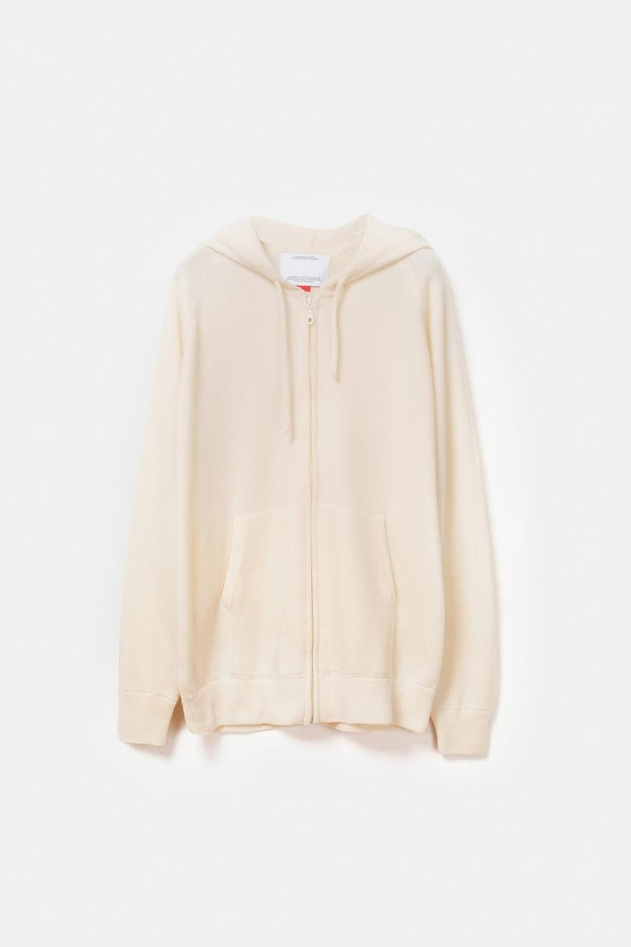 Rigel Knit Cashmere Zip Hoodie Off White
