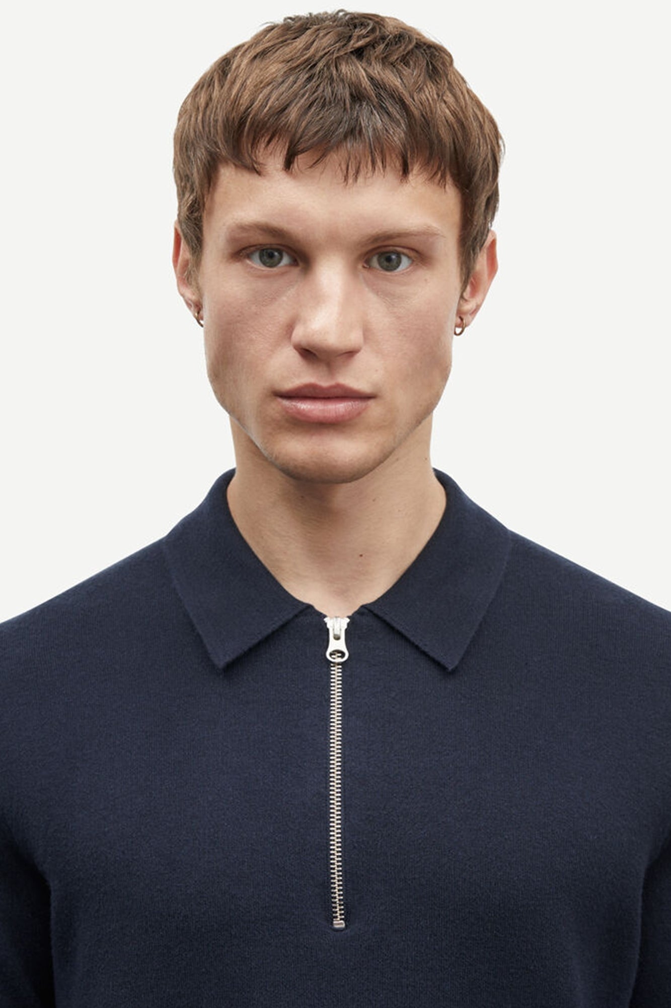 Guna Half Zip Polo Sweater Navy