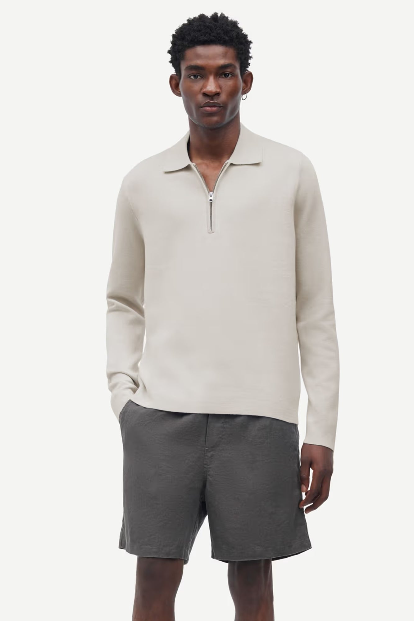 Saguna Half Zip Polo Natural