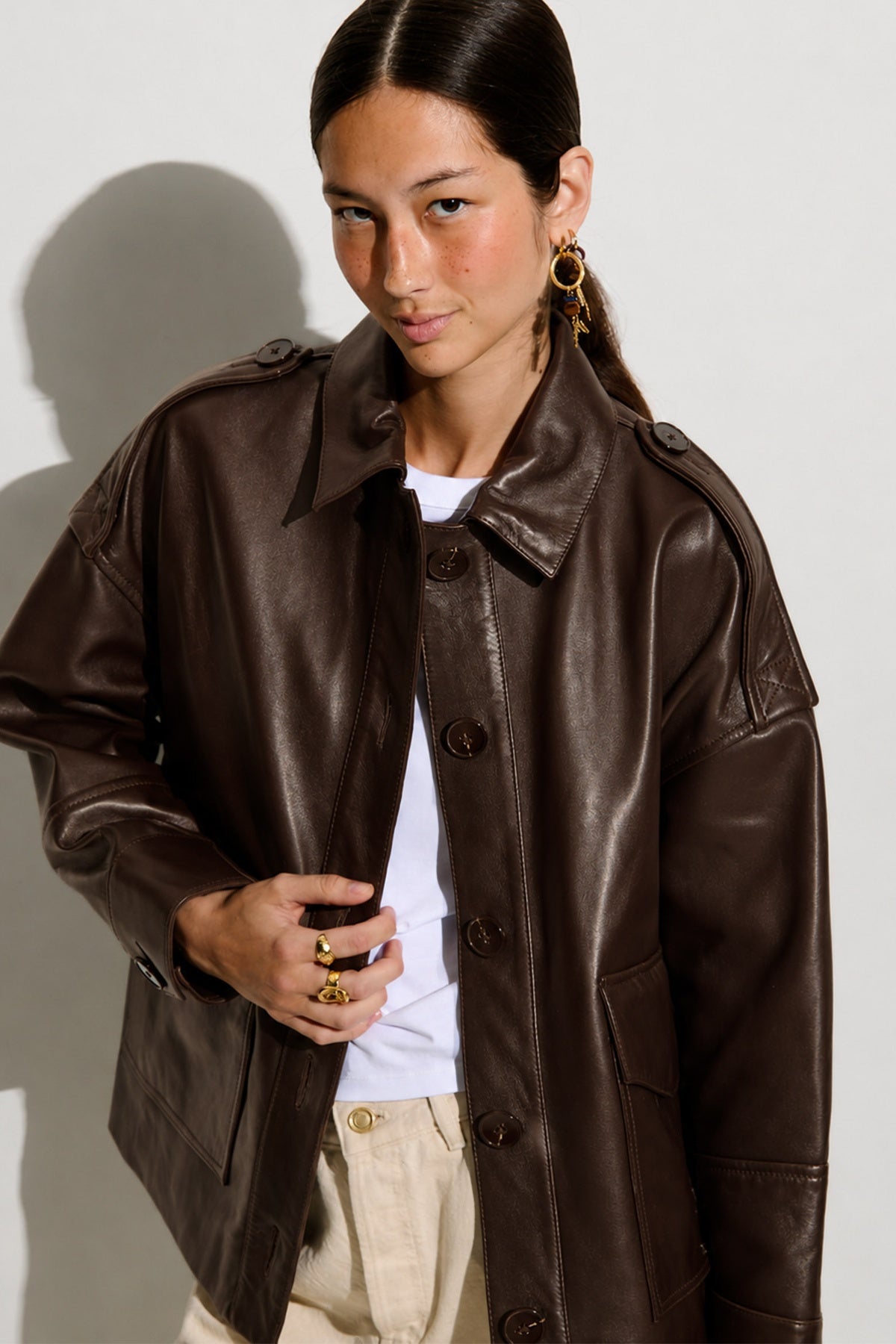 Harriboyd Leather Jacket Coffee