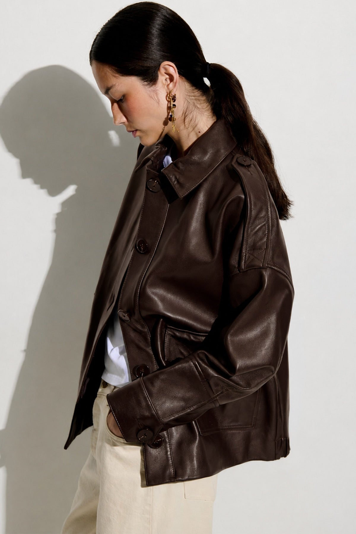 Harriboyd Leather Jacket Coffee