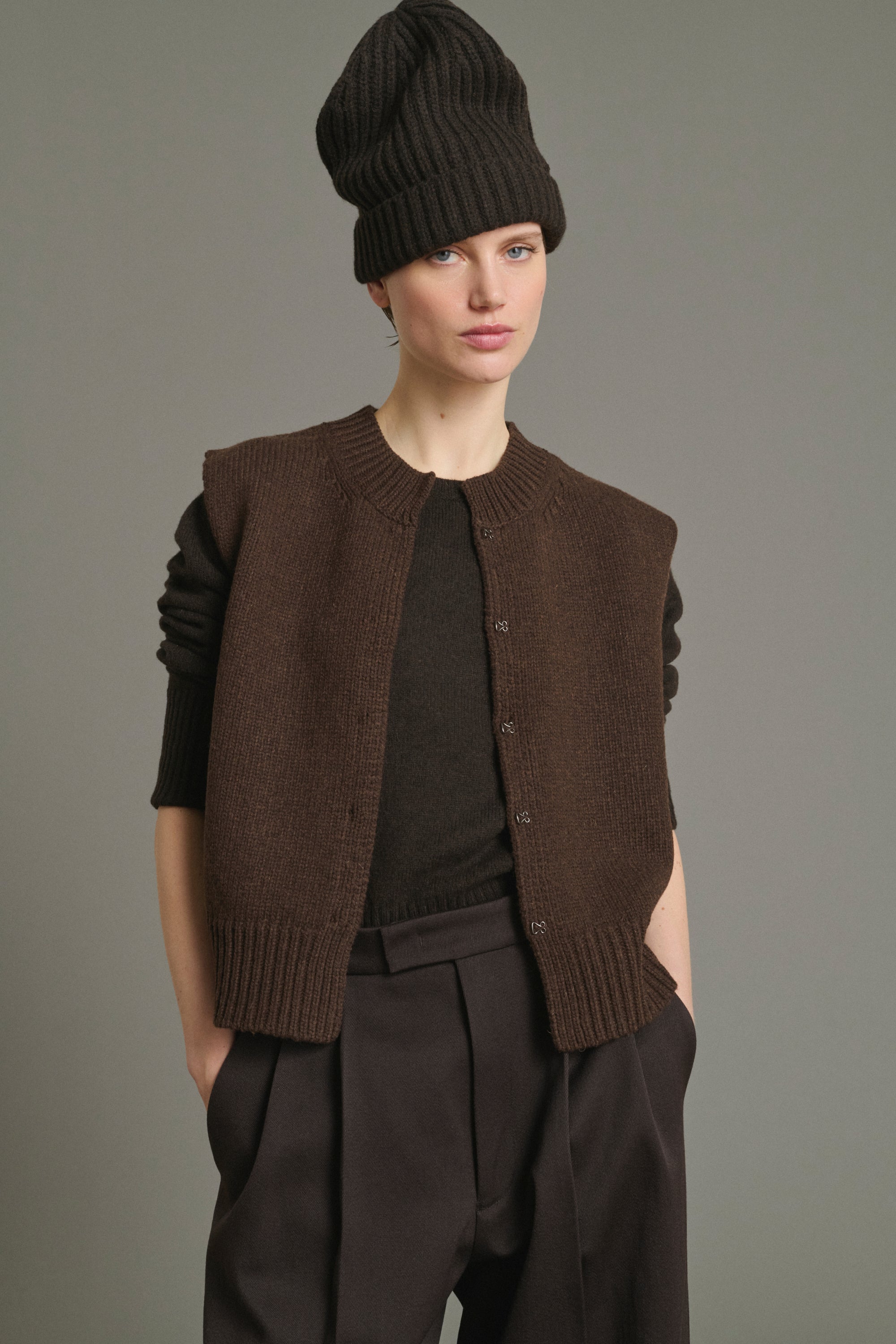 Kalyanee Chocolate Wool Vest