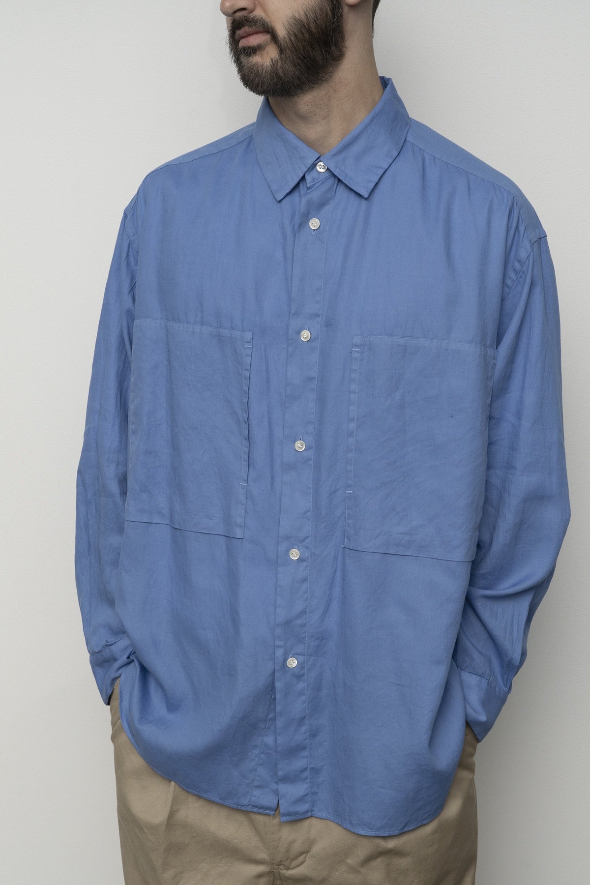 Garment-Dye Over Shirt Sky Blue