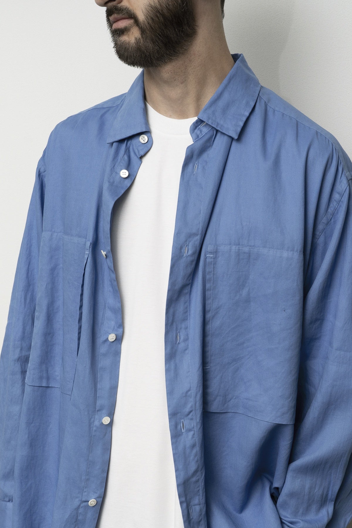 Garment-Dye Over Shirt Sky Blue