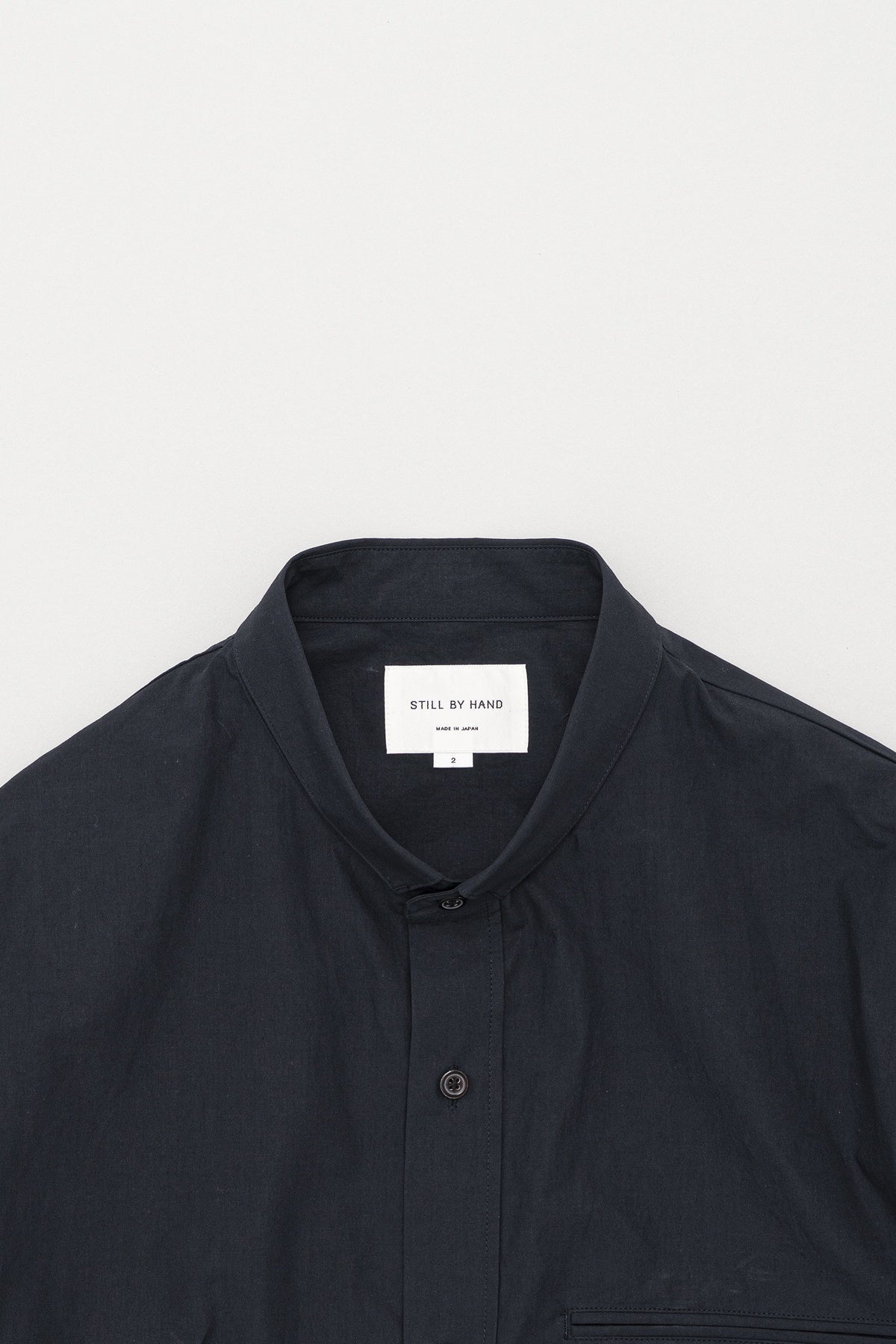 Linen Mixed Narrow Collar Shirt Navy