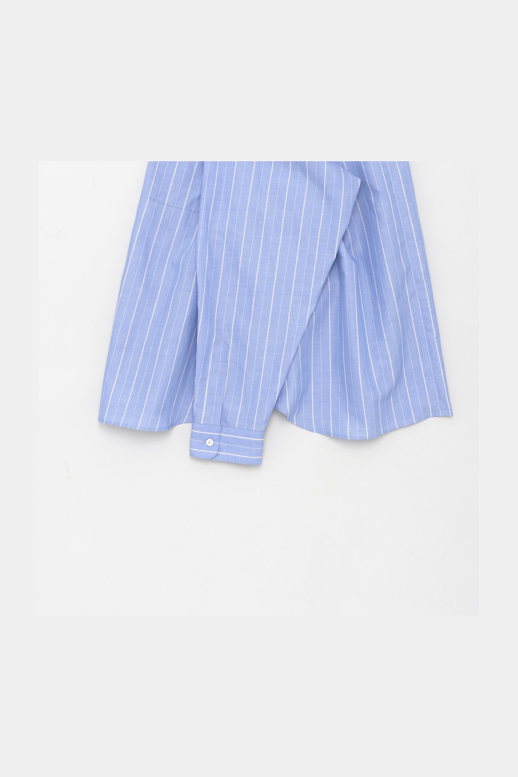 Band Collar Shirt Blue Stripe