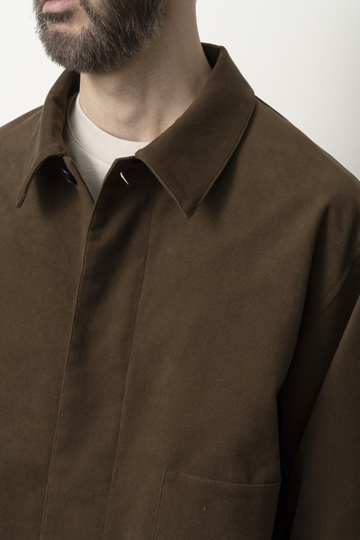 Synthetic Leather Short Blouson Brown
