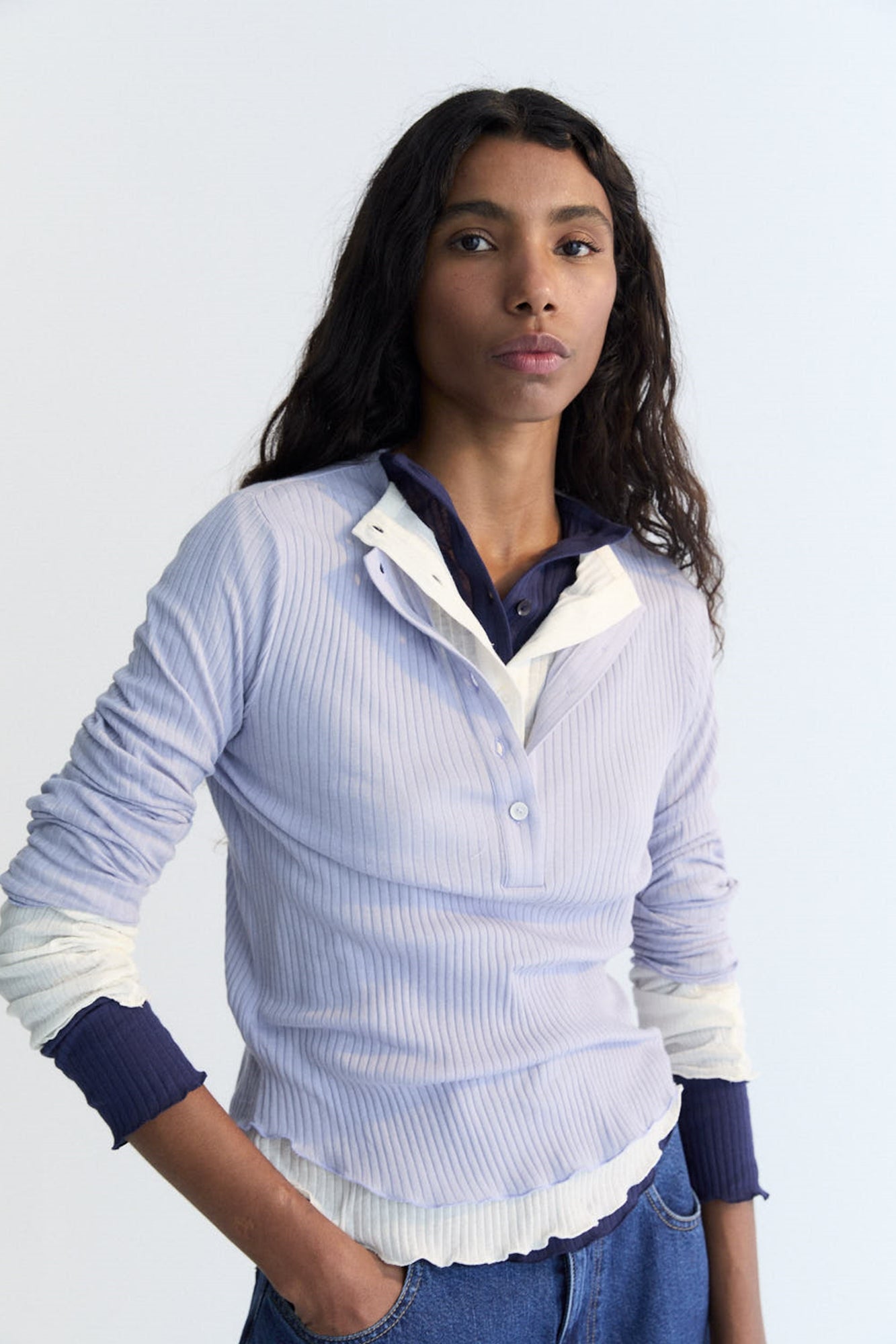 Enea Ribbed Tee Lilac Haze