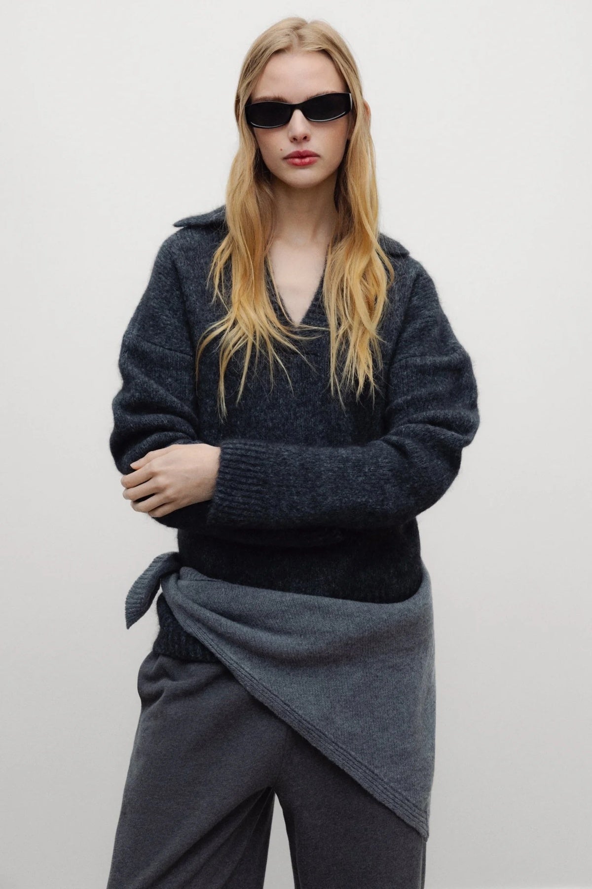 Elara Knit Polo Dark Grey