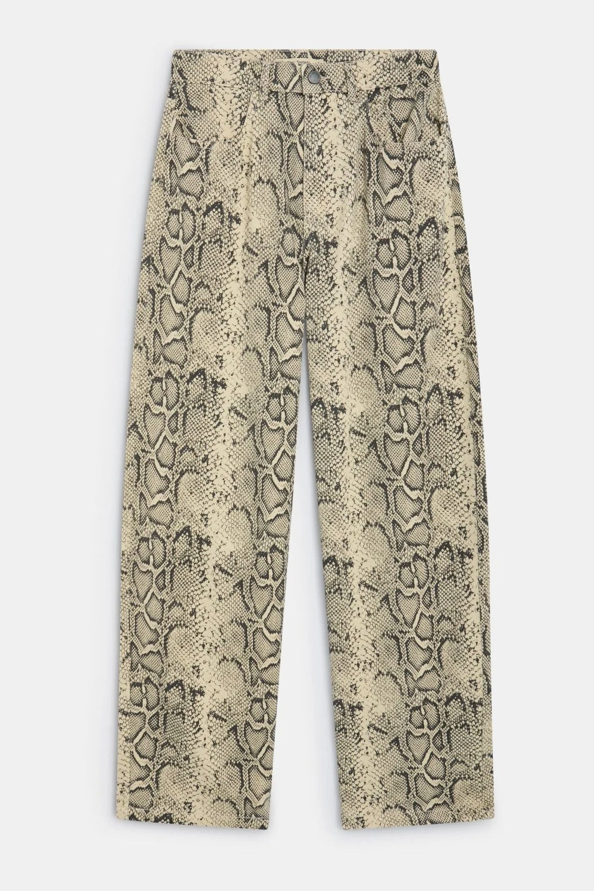 TNS Denim Barrel Trousers Snake Print